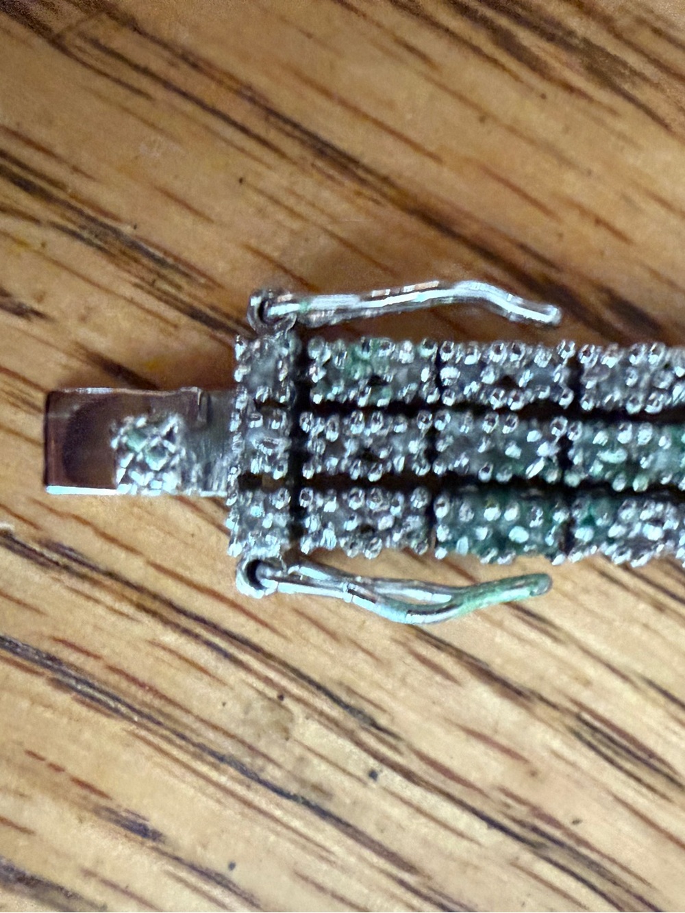 Diamond Bracelet Three Strand with Reflective prongs 925 Silver 7”